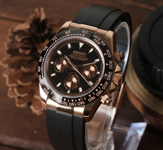 SeikoMod Daytona Rose Gold - Black