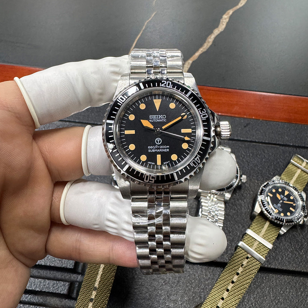 SeikoMod Submariner Vintage Black 200m