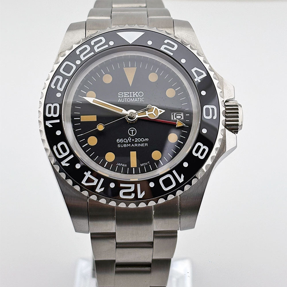 Custom SeikoVintage Milsub GMT JB Mod - 44MM - Steel 904L
