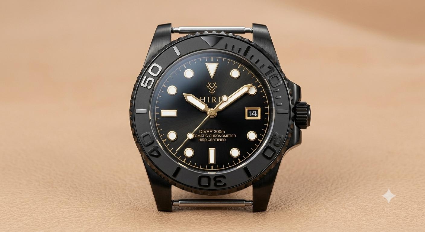 Custom watch, black Rubber watch band and OYSTER