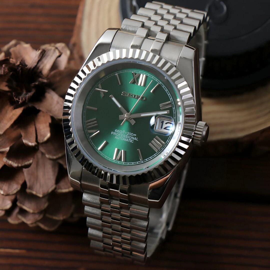 SeikoMod Datejust Sliver Green