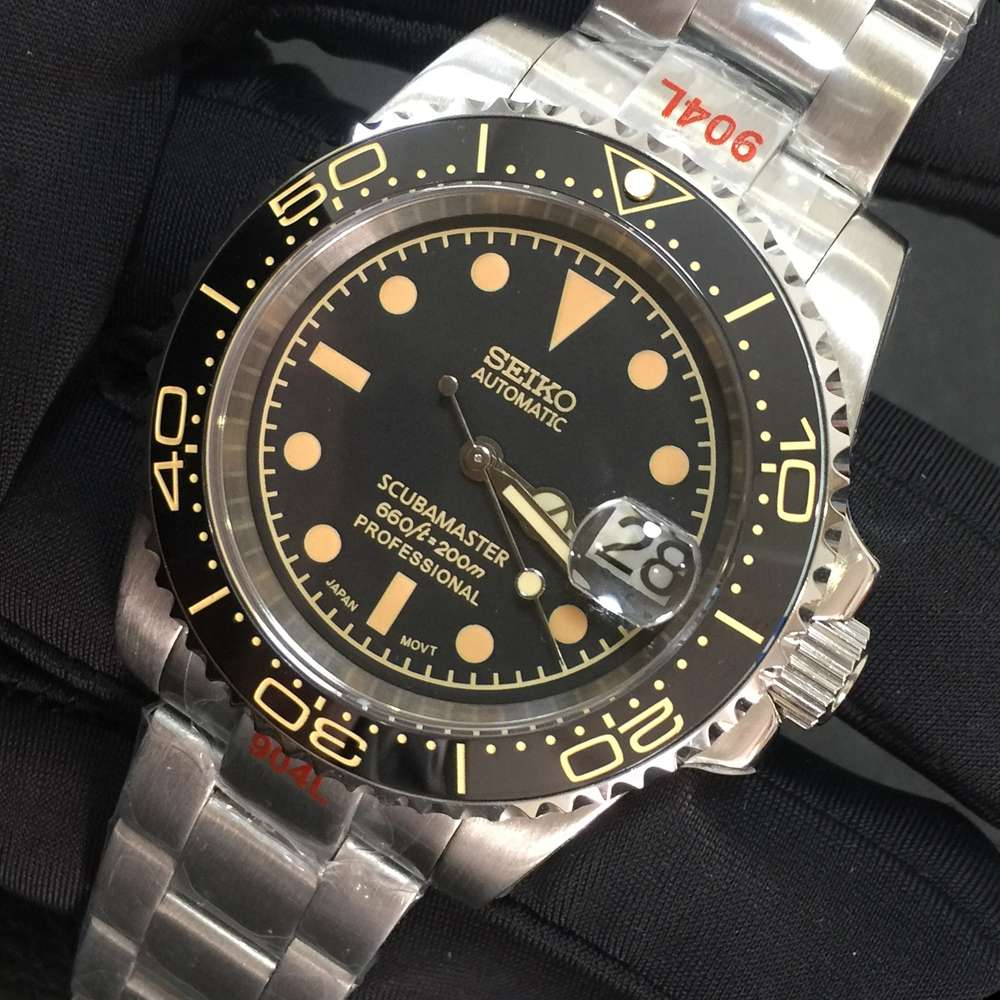 SeikoMod Submariner Vintage Black