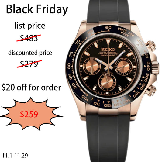 SeikoMod Daytona Rose Gold - Black