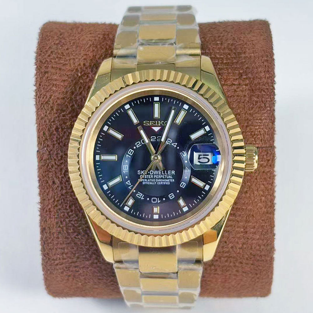 SeikoMod Sky-Dweller Gold Black Classic
