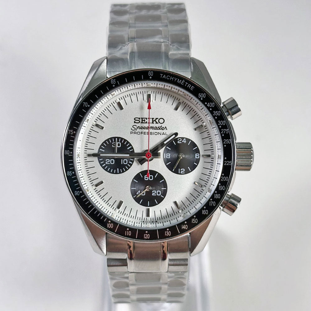 SeikoMod Speedmaster Moonwatch White - Orange