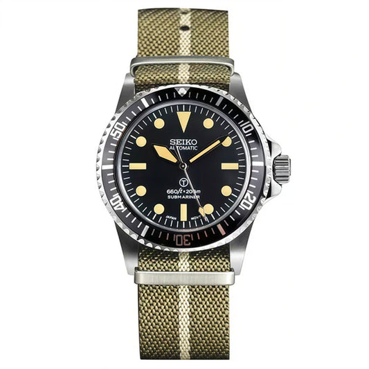 SeikoMod Submariner Vintage Black 200m