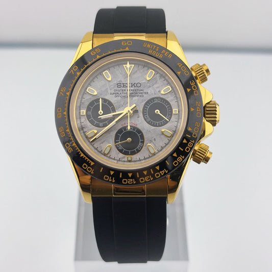SeikoMod Daytona Gold meteorite