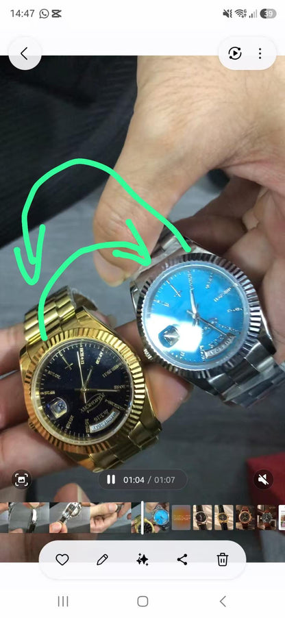 3 watch blue dial black sub rose logo