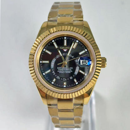 SeikoMod Sky-Dweller Gold Black Classic