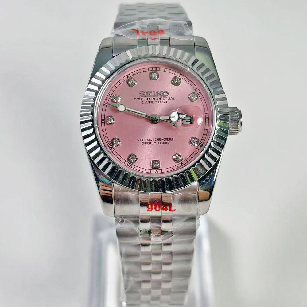 SeikoMod Datejust Sunburst Pink diamond