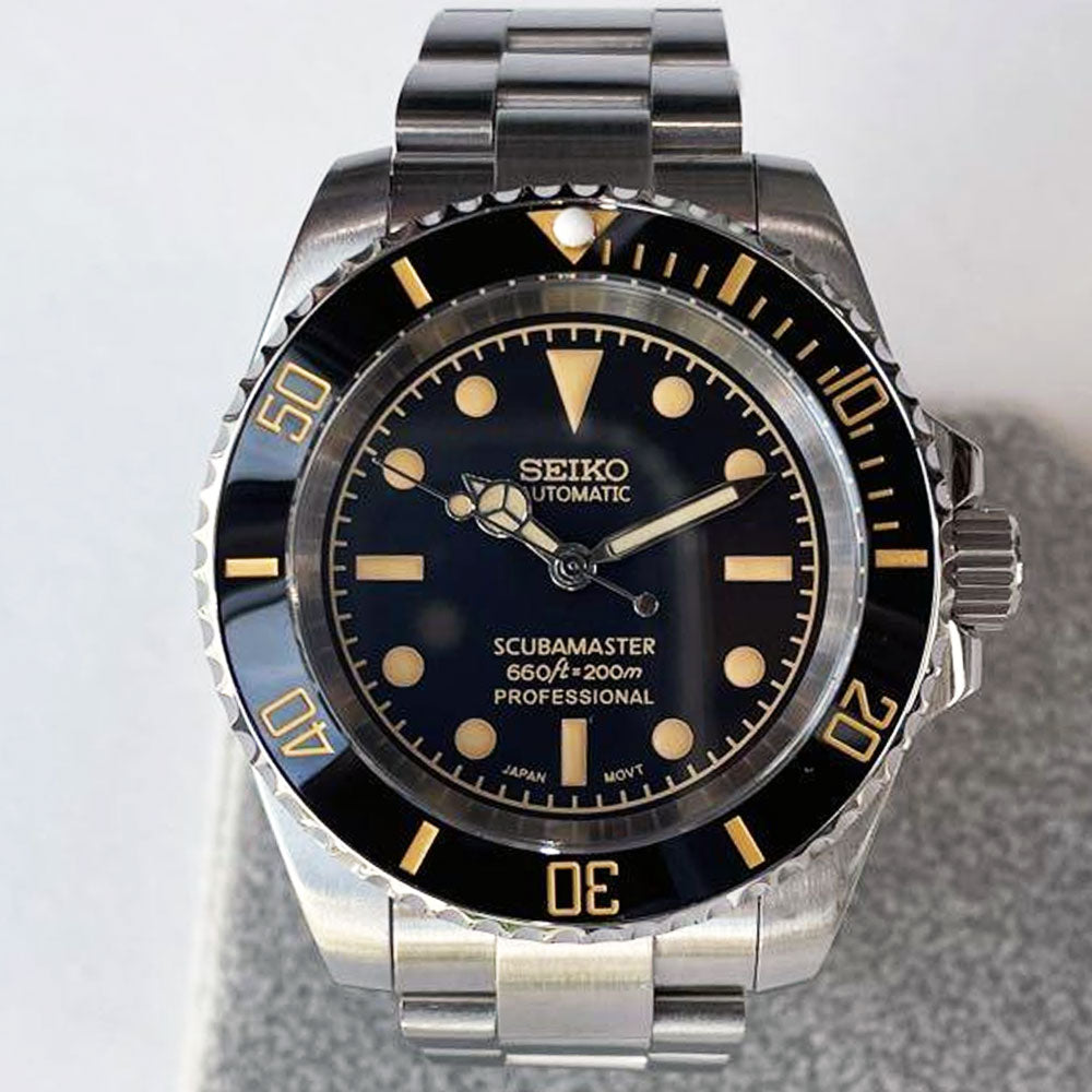 SeikoMod Submariner Vintage Black