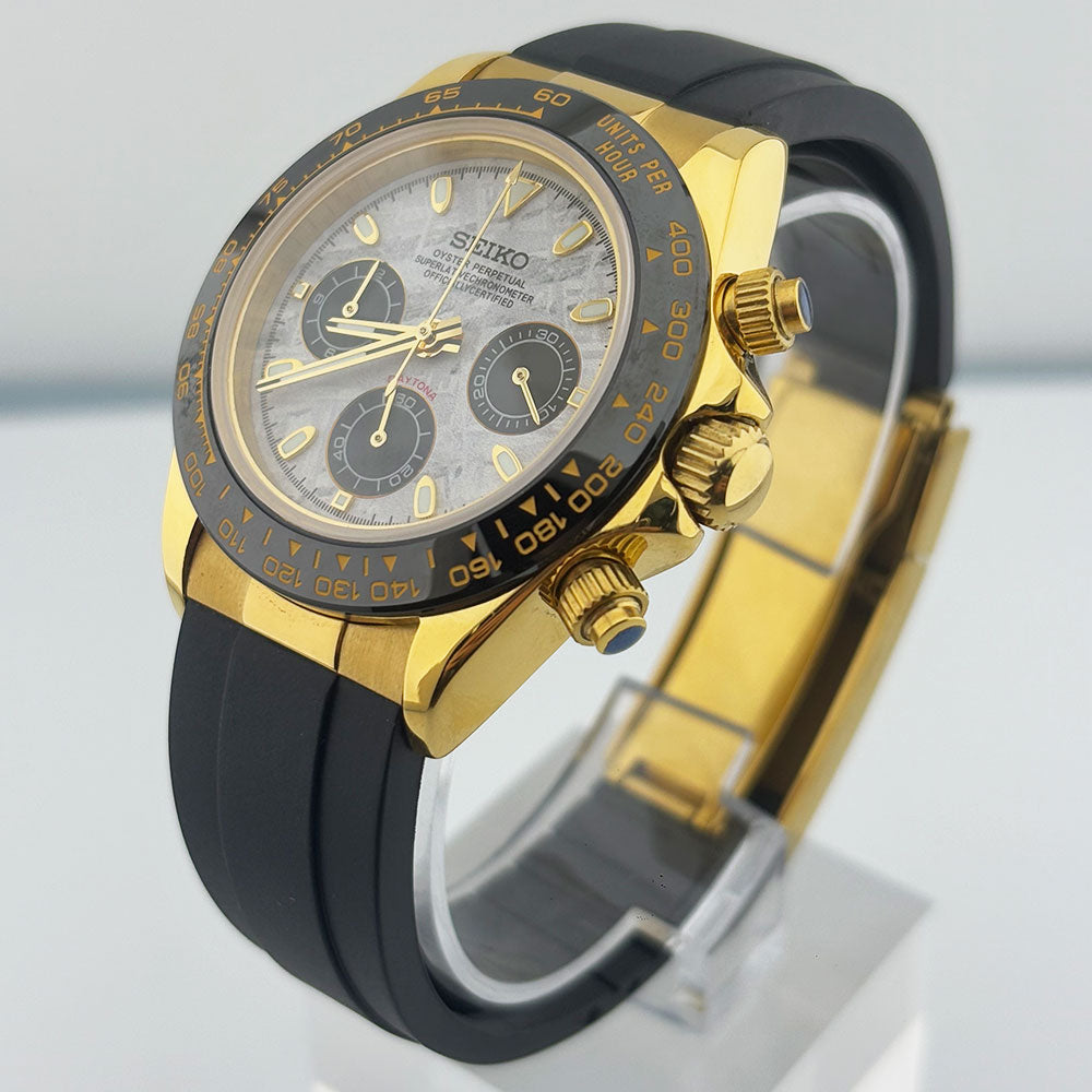 SeikoMod Daytona Gold meteorite