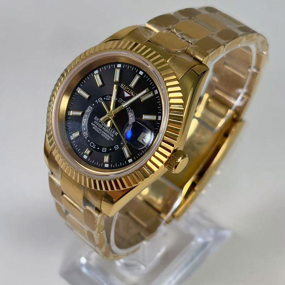 SeikoMod Sky-Dweller Gold Black Classic