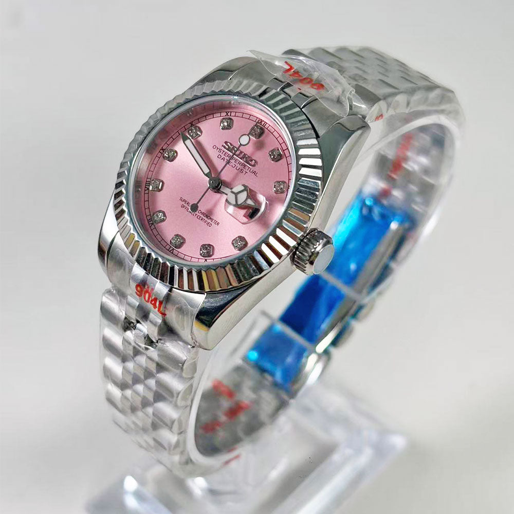 SeikoMod Datejust Sunburst Pink diamond