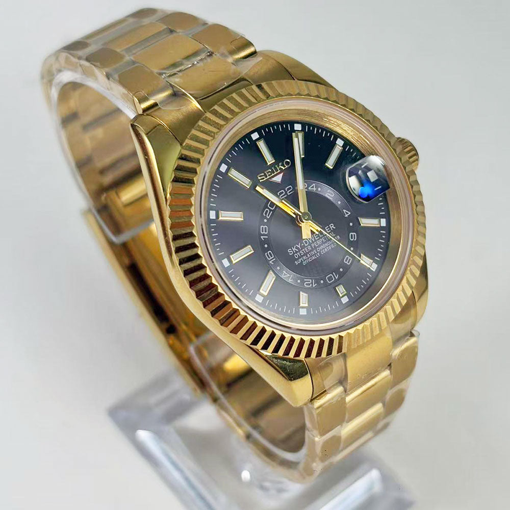 SeikoMod Sky-Dweller Gold Black Classic
