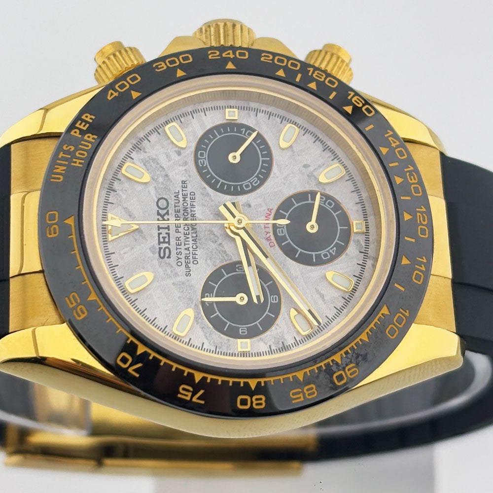 SeikoMod Daytona Gold meteorite