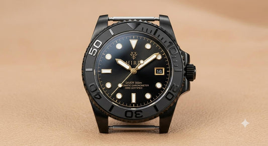 Custom watch, black Rubber watch band