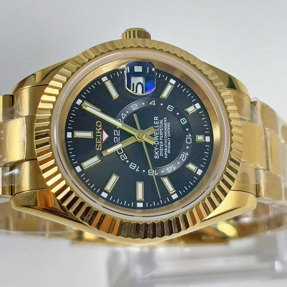 SeikoMod Sky-Dweller Gold Black Classic