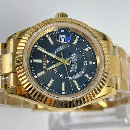 SeikoMod Sky-Dweller Gold Black Classic