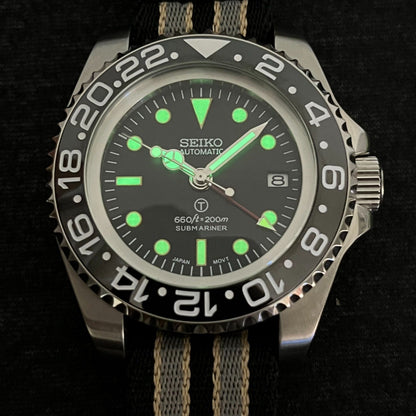 Custom SeikoVintage Milsub GMT JB Mod - 44MM - Steel 904L