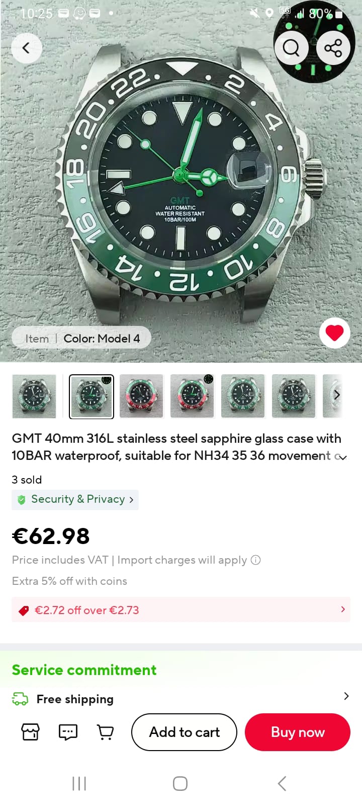 Nh34 complete watch with two strap