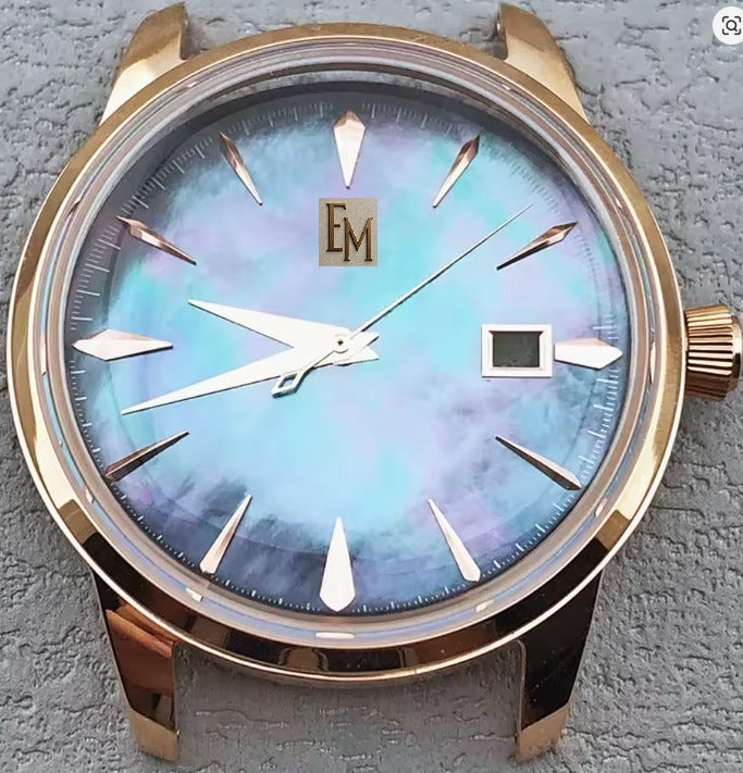 Custom watch, metal patch, strap, crown engraving