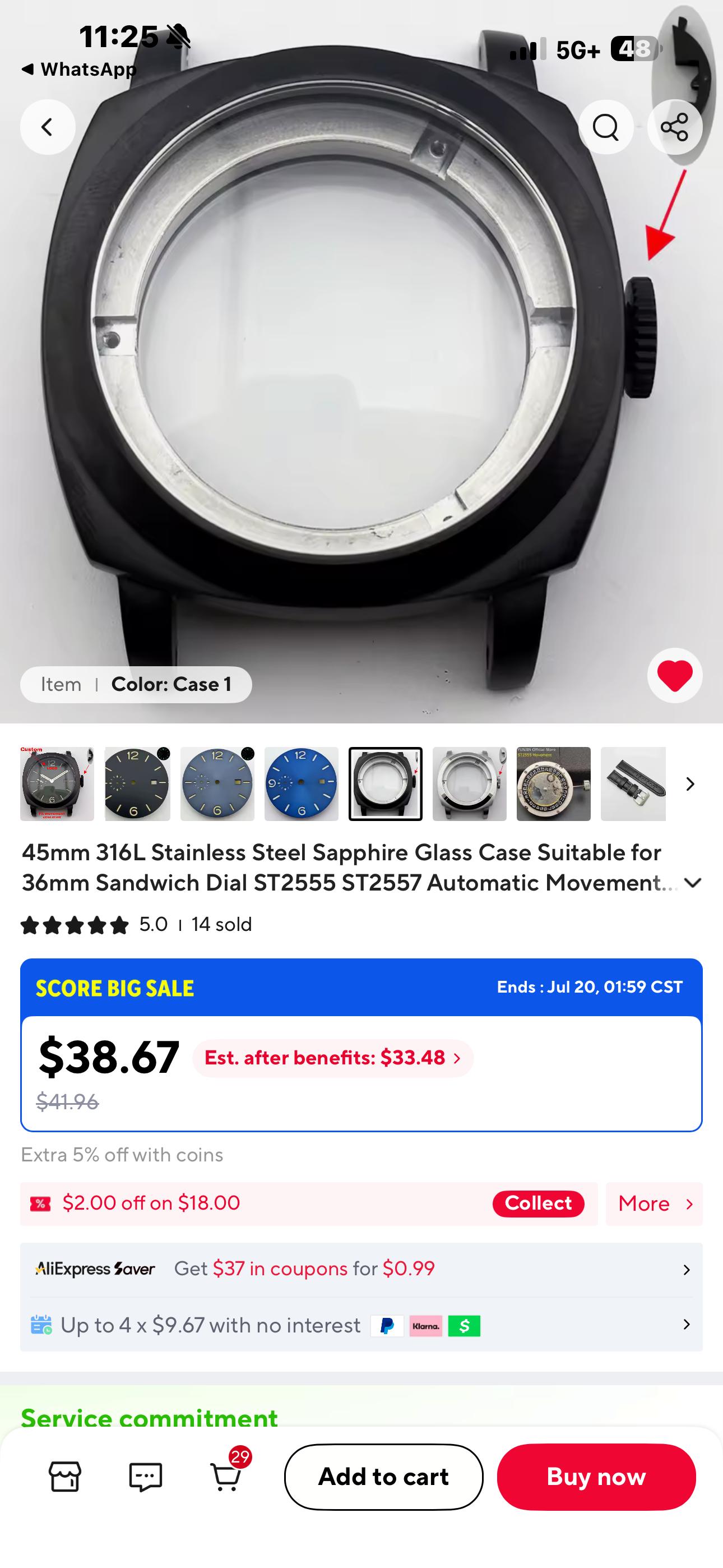 Custom watch, back cover engraved, no strap