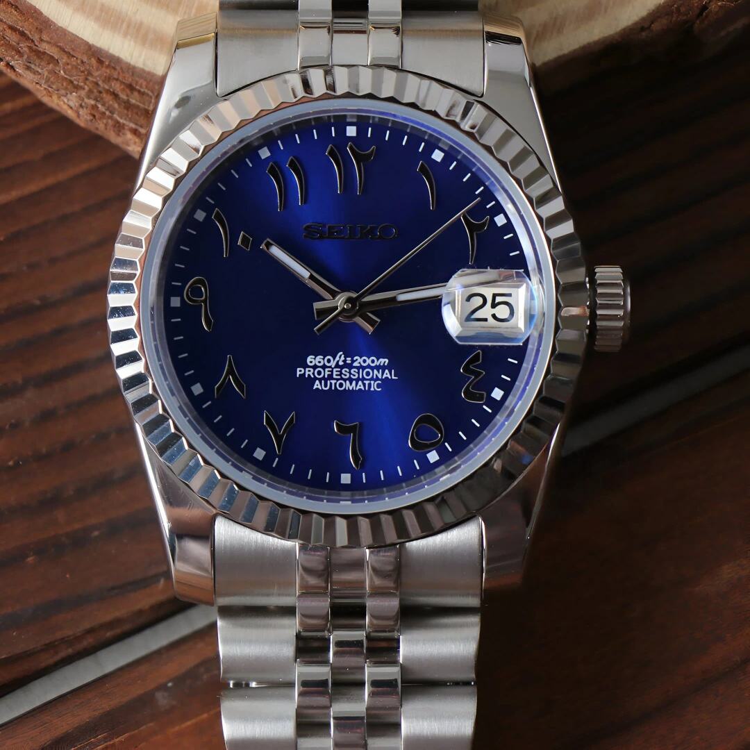 SeikoMod Datejust Arabic Blue