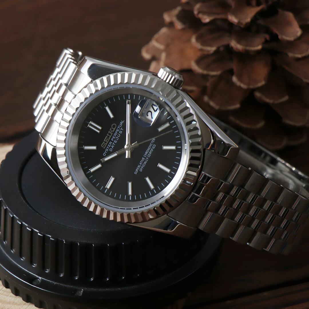 SeikoMod Datejust Sliver Black