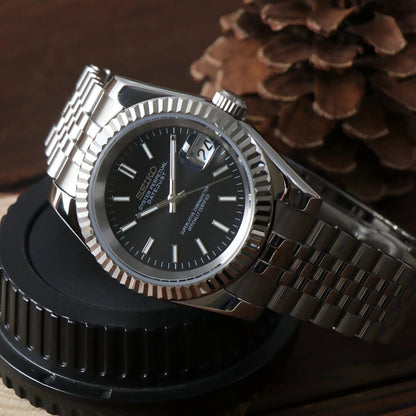 SeikoMod Datejust Sliver Black