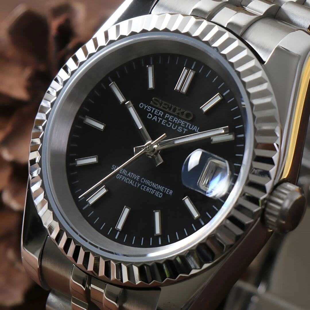 SeikoMod Datejust Sliver Black