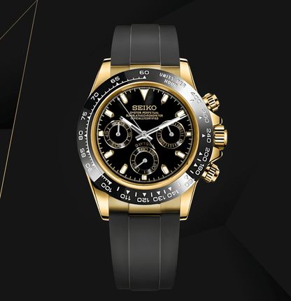 SeikoMod Daytona Gold Black