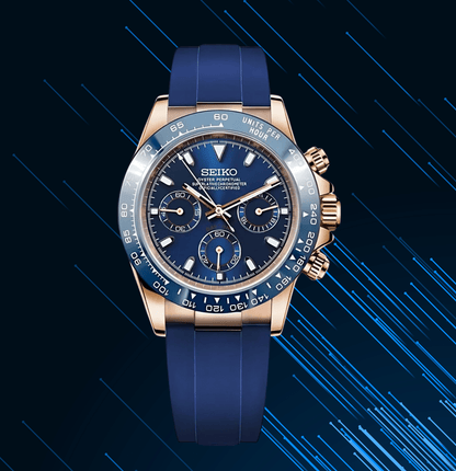 SeikoMod Daytona Rose Gold Blue - Silicone
