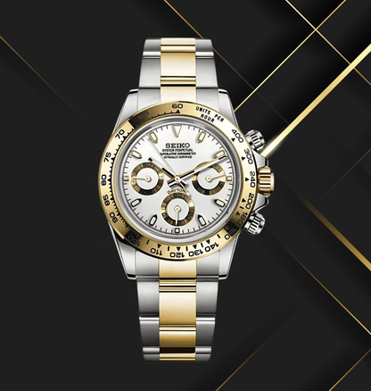 SeikoMod Daytona Two-Tone Gold White