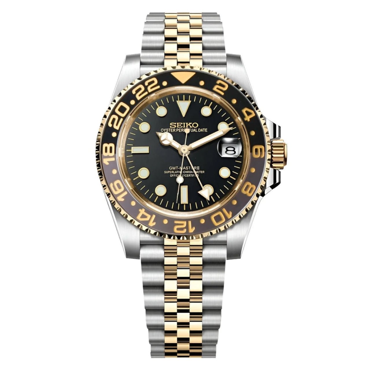 SeikoMod GMT Twotone Gold Black