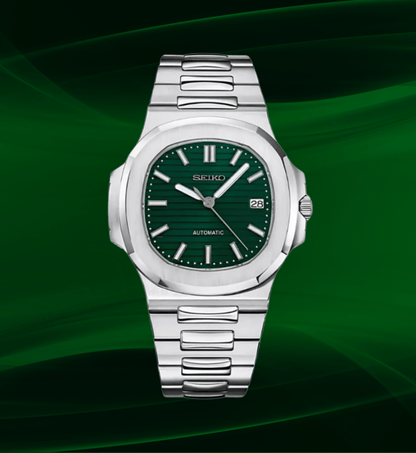 SeikoMod Nautilus Silver Green