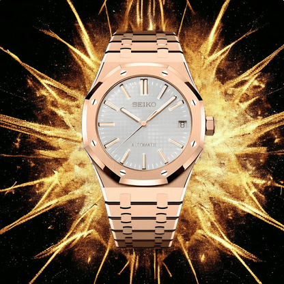 SeikoMod Royal Oak Rose Gold - White