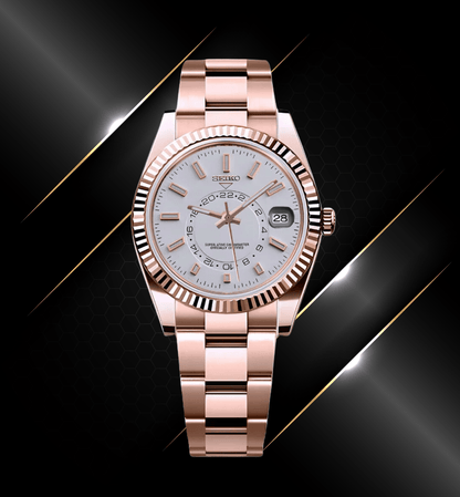 SeikoMod Sky-Dweller Rose Gold Classic White